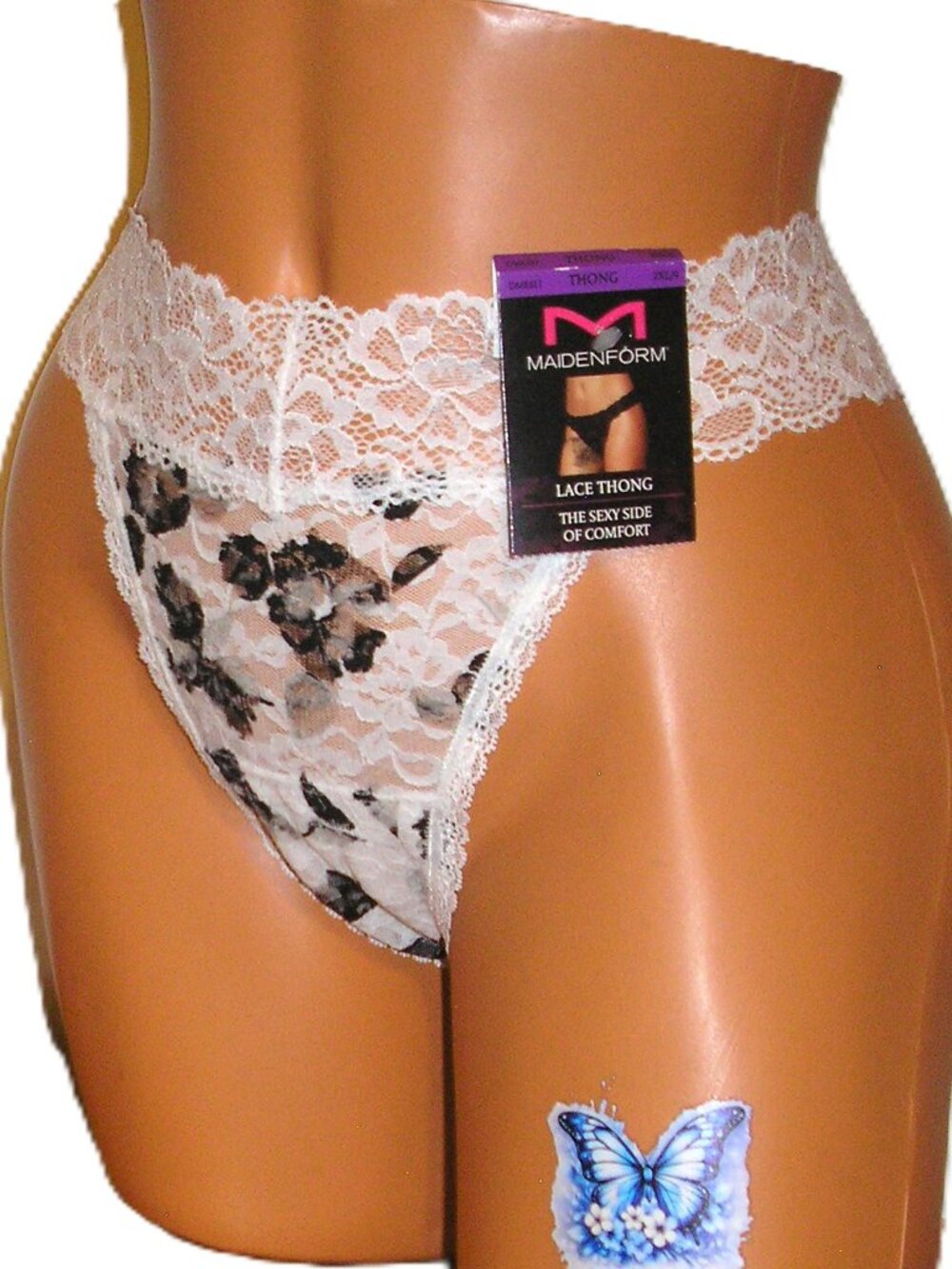 Set of 2 Maidenform Plus Floral Lace Thong Panties Lingerie Sz. 9 / 2XL